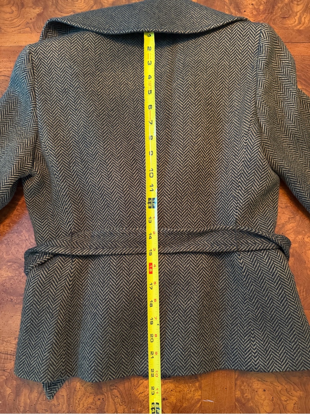 MaxMara Brown Herringbone Wrap Jacket Size 8 Wool/Cashmere - Picture 9 of 12